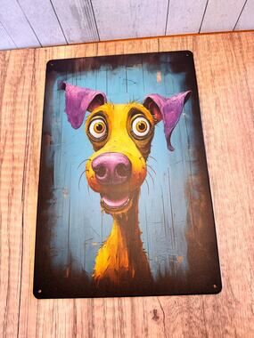 Cute Dog Metal Sign Dog Lover Gift Decor Gift Idea Purple Dog NEW FAST SHIP